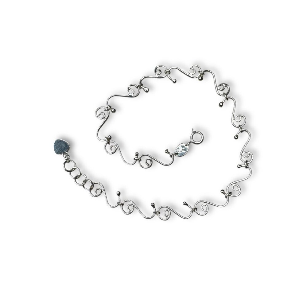 Silpada Sterling Silver Scroll Link Bracelet Anklet 925 Adjustable Up To 9.5"